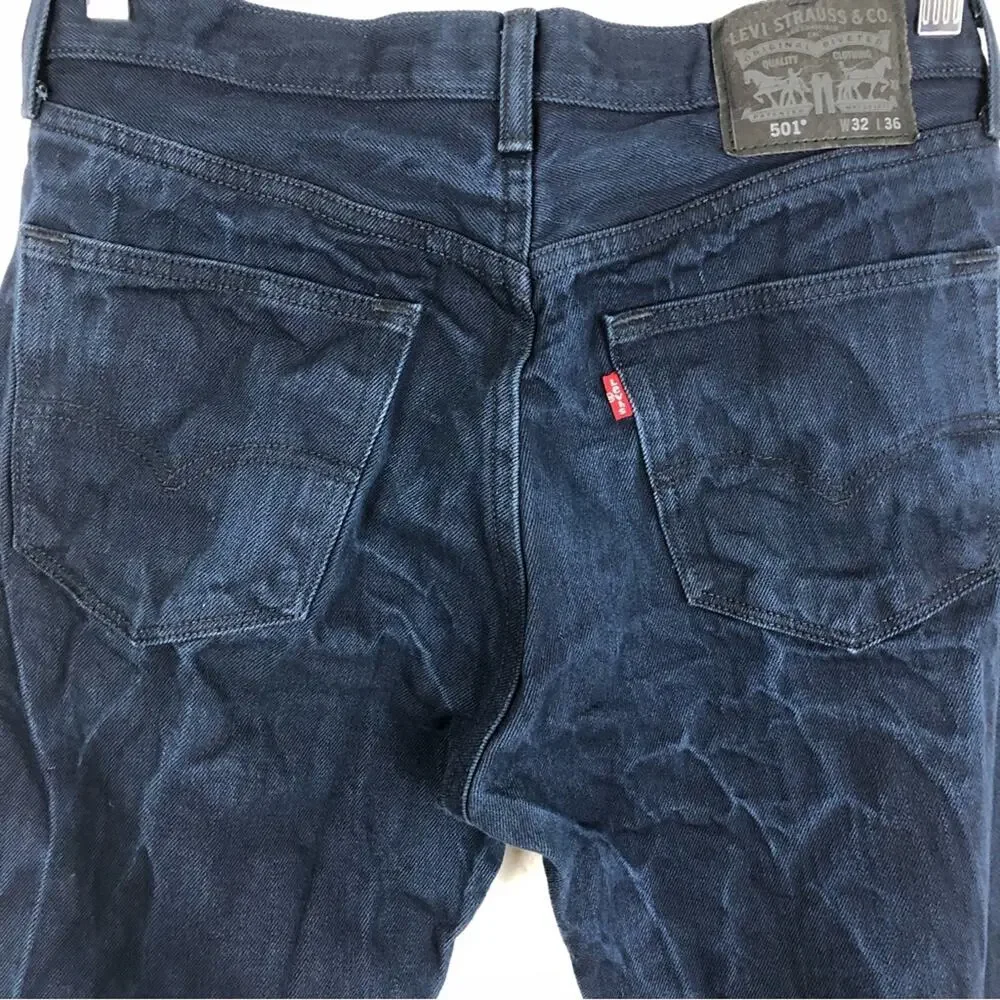Levi Strauss 501 button fly dark wash jeans W32 L36